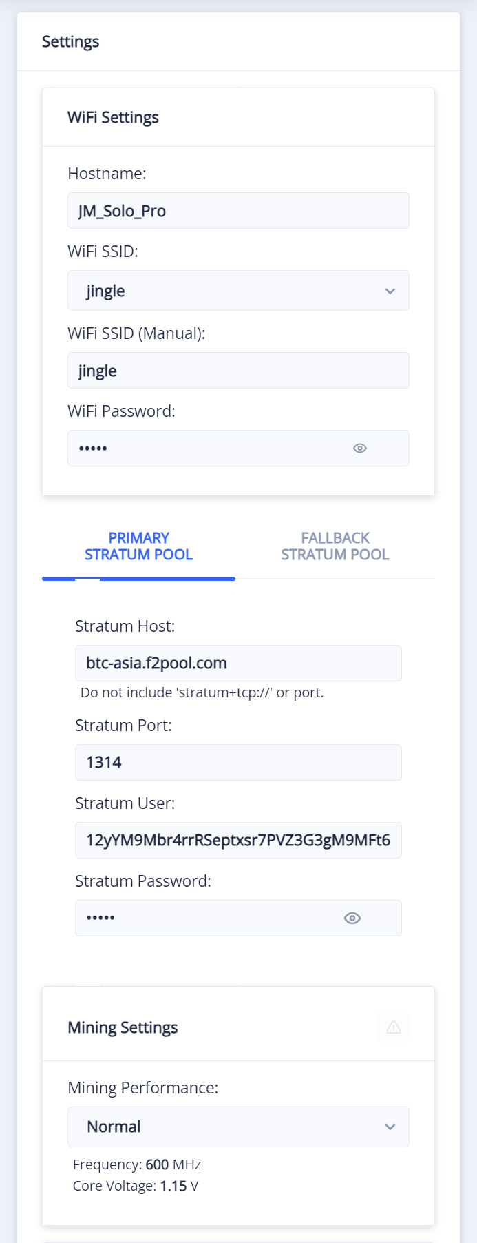 Web configuration page